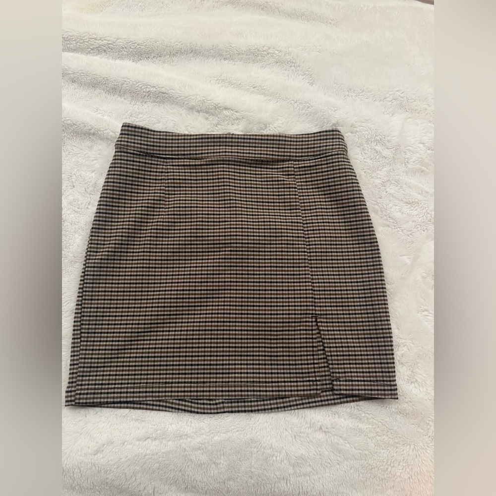 Garage Plaid Mini Skirt in Brown and Black